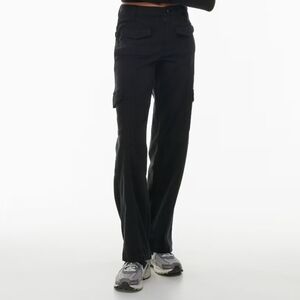 Aritzia TNA The Relay Cargo Pants Straight Leg Black Vintage Wash Size 10